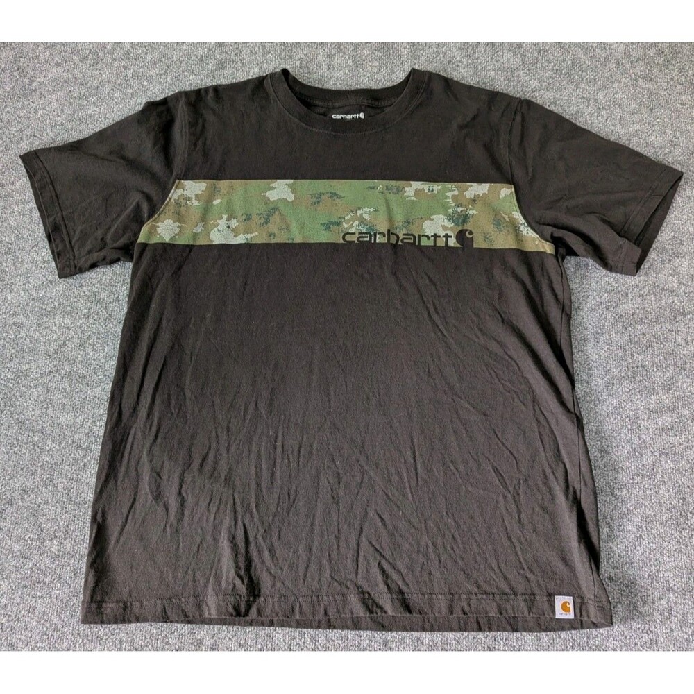 Carhartt Men’s XL Relaxed Fit TShirt Black Camo Stripe Graphic Workwear Tee